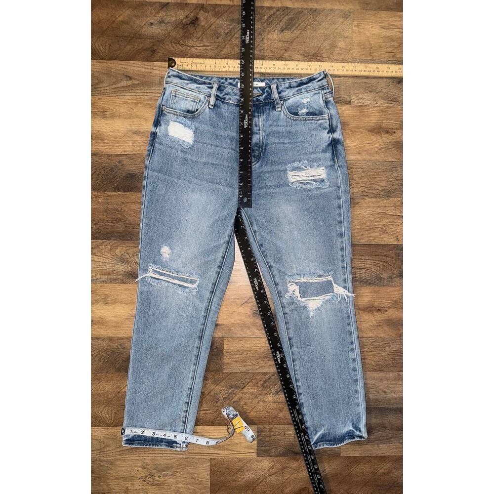 PACSUN women’s button closure distressed mom blue jeans - Picture 10 of 14